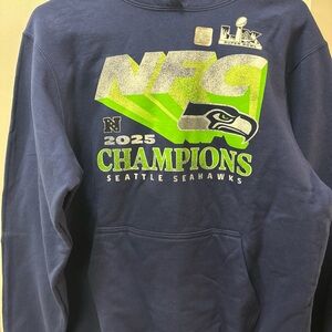Seattle Seahawks 2025 NFC Champions Hoodie. Medium. Brand New! Super Bowl 60